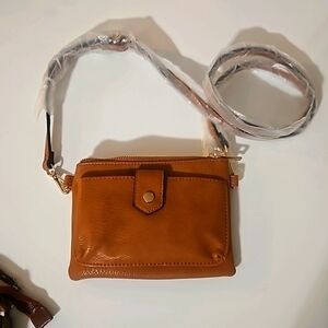 NEW,  VEGAN PU LEATHER PURSE WITH MULTIPLE ZIPPER POCKETS